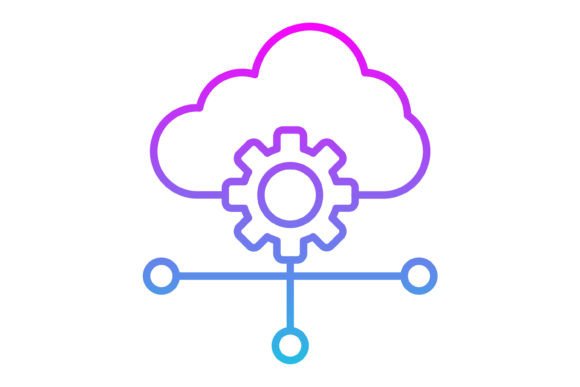 Cloud Settings Line Gradient Icon: Scalable Assets for Modern Design