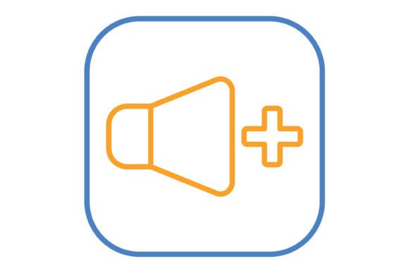 Volume Up Blue Orange Line Icon: A Vibrant Design Asset